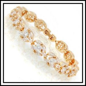 Elite New 16.00ct White Italian CZs(AAAGrade) 18k Gold-Filled Lead-Free Bracelet